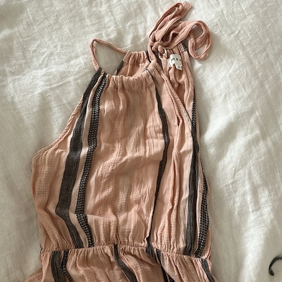 Anthropologie Cloth and Stone Halter Midi Dress in Maize Blush Pink Stripe - Picture 4 of 8